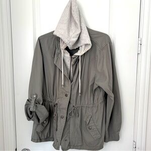 Light jacket. Torrid. Size 2. Pistachio grey w/ hoodie.